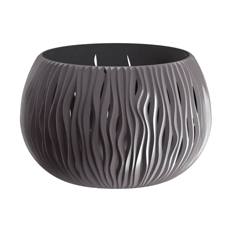 Prosperplast Bowl Sandy De Plástico Con Depósito En Color Antracita, 16,1 (Alto) X 23,8 (Ancho) X 23,8 (Profundo) Cms - Decoración