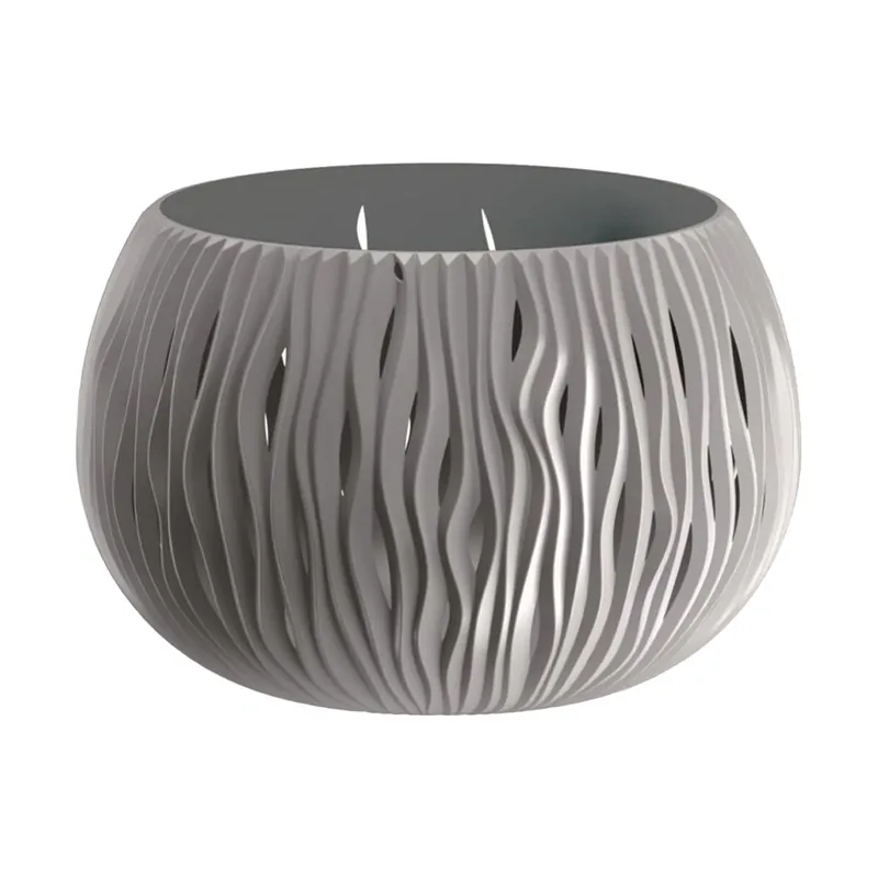 Prosperplast Bowl Sandy De Plástico Con Depósito En Color Gris Piedra, 16,1 (Alto) X 23,8 (Ancho) X 23,8 (Profundo) Cms - Decoración