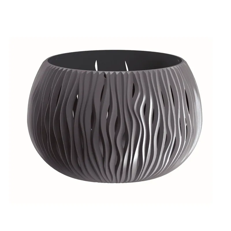 Prosperplast Bowl Sandy De Plástico Con Depósito En Color Antracita, 21,8 (Alto) X 37 (Ancho) X 37 (Profundo) Cms - Decoración