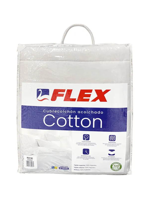 Protector colchón acolchado FLEX algodón cama 90cm - Descanso
