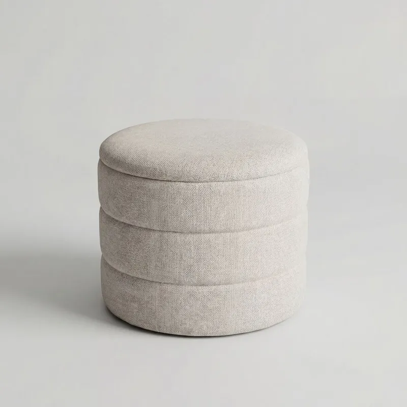 Puff redondo EVAN 45x36cm color beige - Sofás sillones puffs