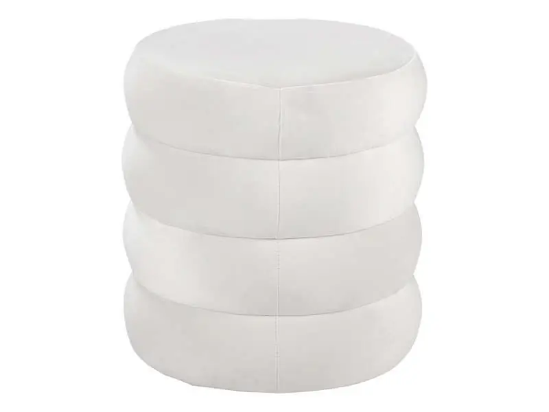Puff redondo HUGO 40x38cm color blanco - Sofás sillones puffs