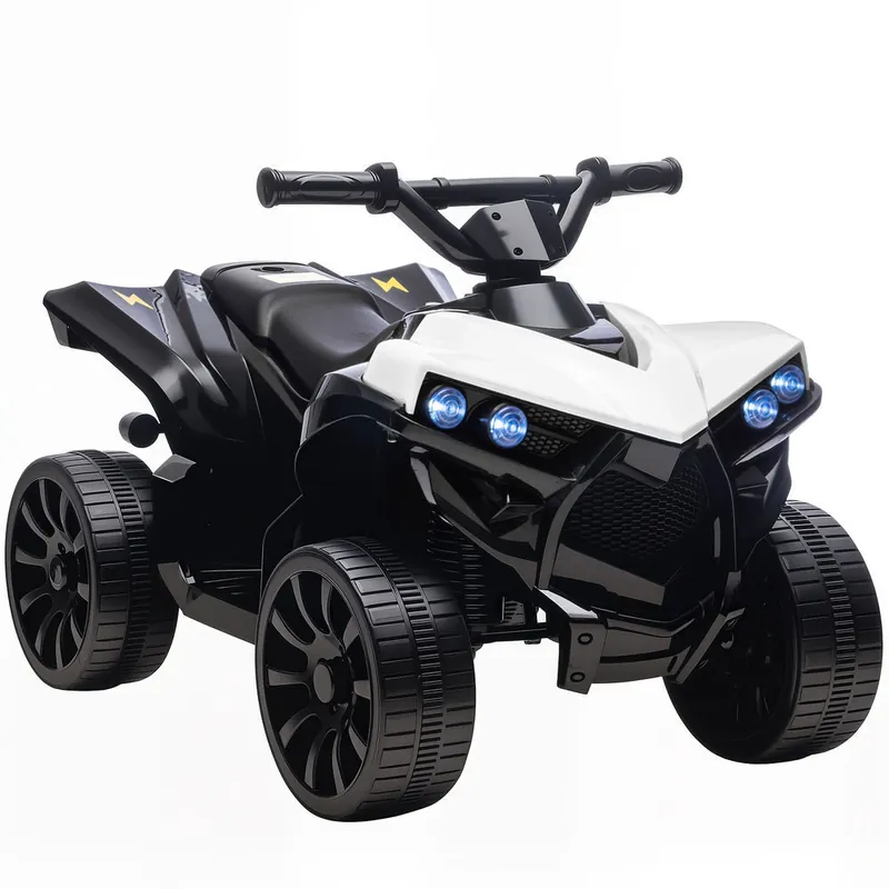 AIYAPLAY Quad Eléctrico para Niños 6 V, Quad para Niños de 37 a 72 Meses, Velocidad hasta 3 km/h, con Faros y Música, Blanco - Electrónica