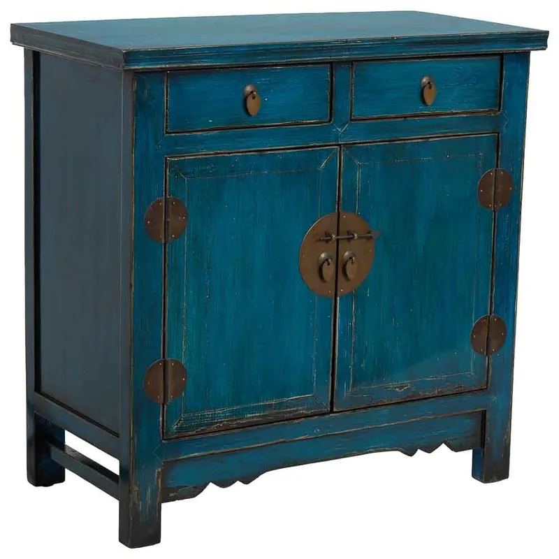 Recibidor de madera azul 88x40x87h cm - Muebles