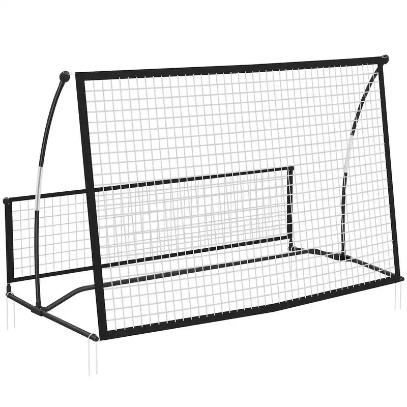 SPORTNOW Red de Rebote Plegable 2 en 1, Reboteador de Fútbol Portátil con Bolsa de Transporte, para Entrenamiento de Fútbol y Béisbol, para Jardín, 200x94x122 cm, Negro
