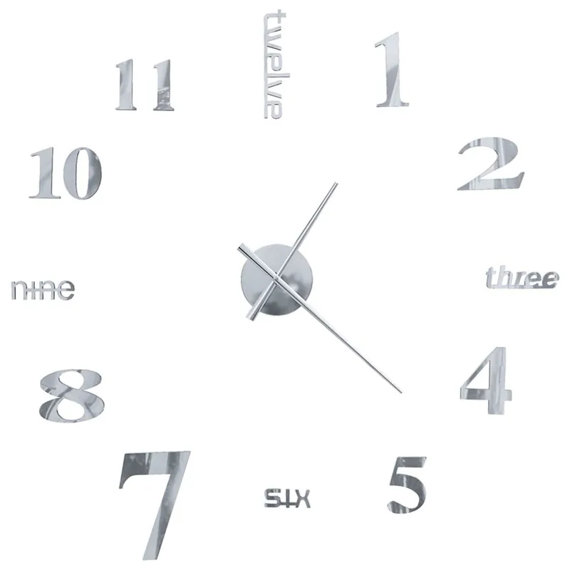 Reloj de pared 3D XXL diseño moderno plata Ø100 cm - Decoración