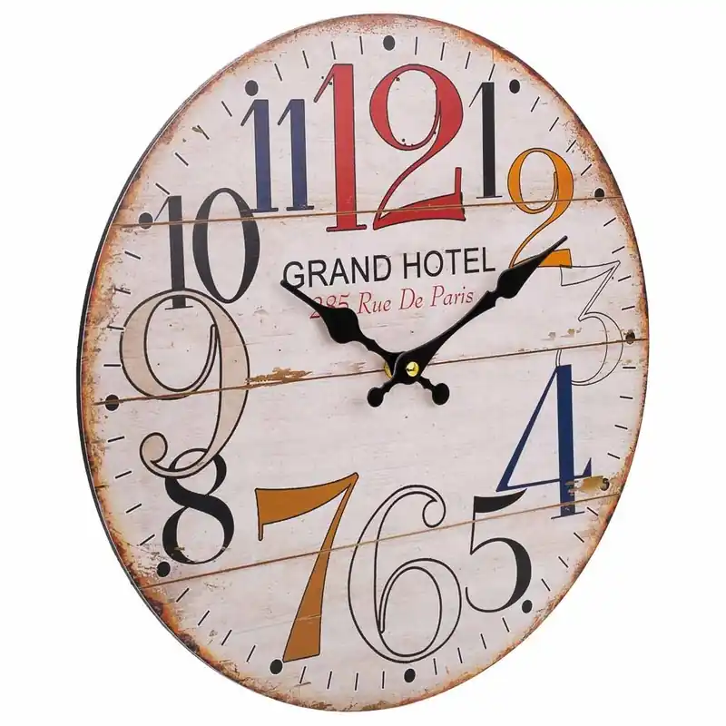 Reloj blanco redondo de madera mdf de D60x2h cm - Decoración