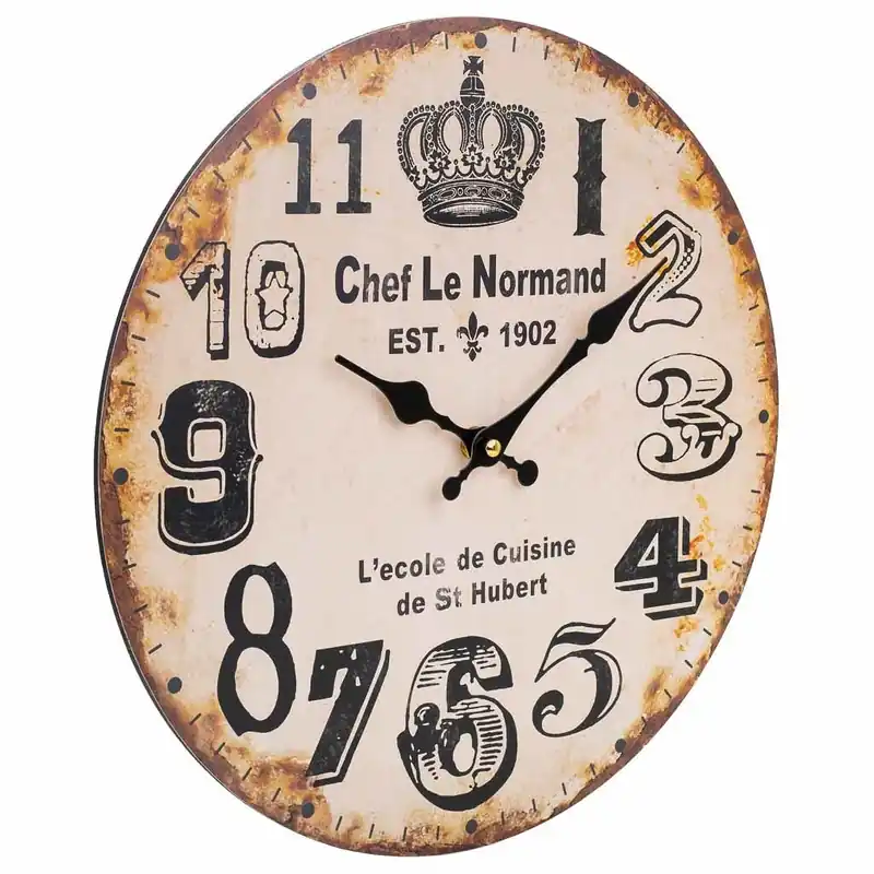 Reloj marron redondo de madera mdf de D60x2h cm - Decoración