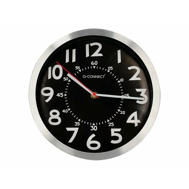 Reloj de Pared Q-Connect KF16948 Negro Ø 25 cm Metal
