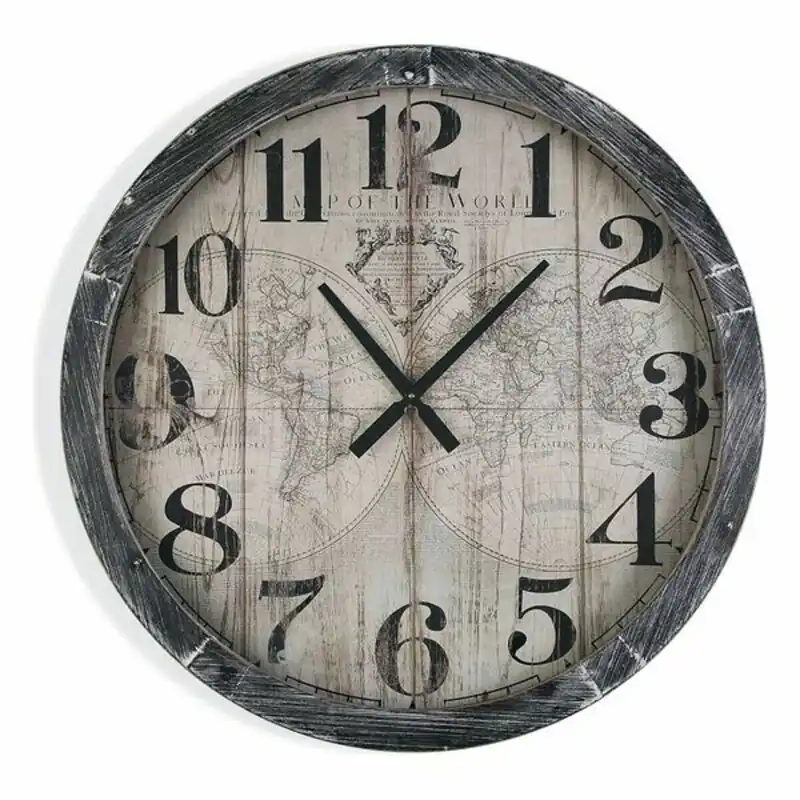 Reloj de Pared Versa Map World Madera MDF (6,5 x 76,5 x 76,5 cm) - Decoración