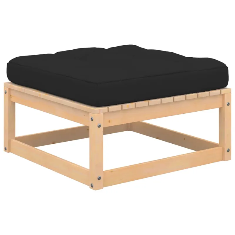 vidaXL Taburetes de jardín con cojines madera maciza de pino - Sofás sillones puffs