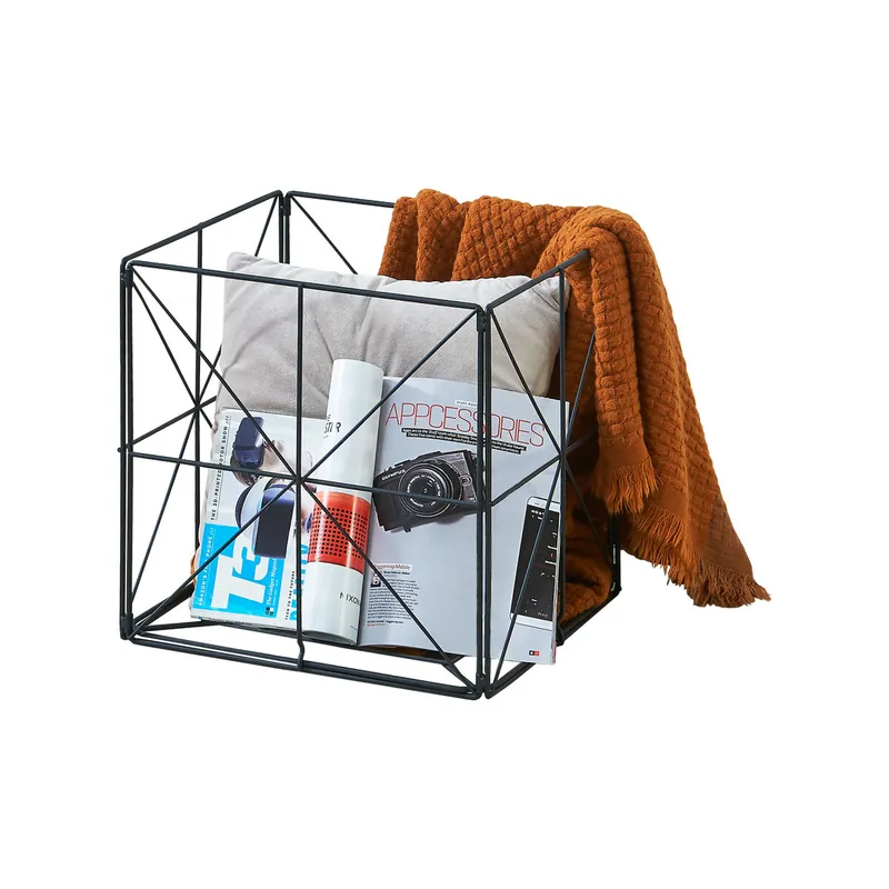 Revistero Temse metal 40 x 40 x 40 cm negro [en.casa] - Decoración