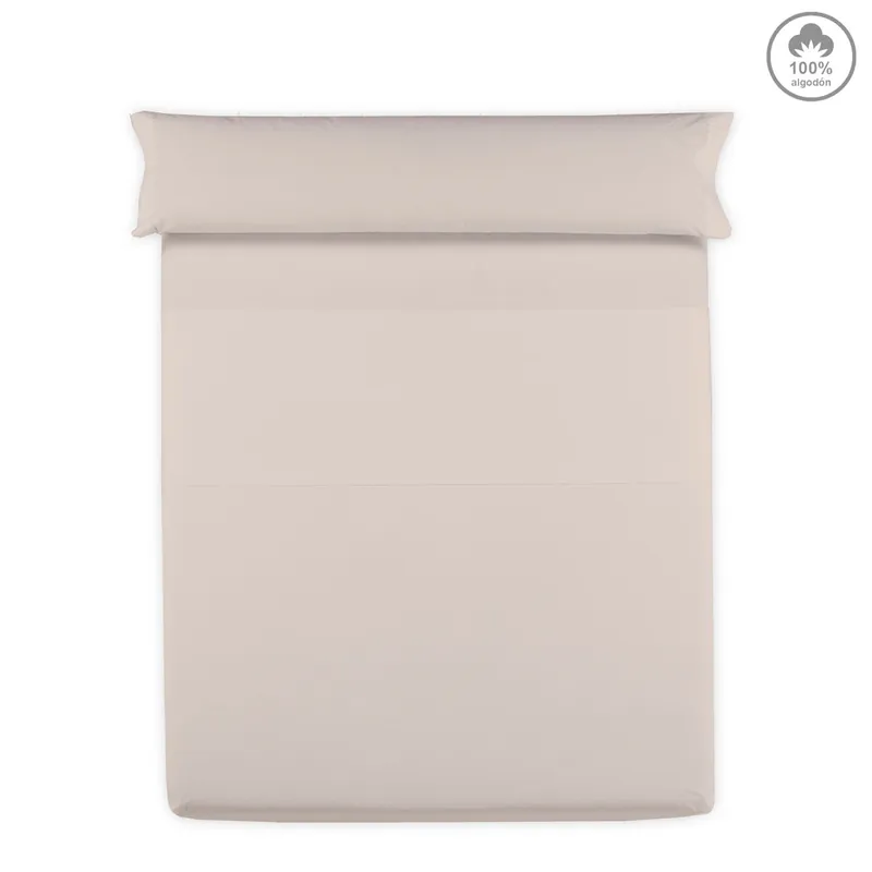Sábana encimera VICTORIA 100% algodón cama 180cm color lino - Textil