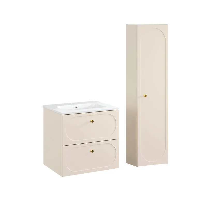 Sanae Sand beige mueble bajo lavabo de 60cm con pedestal - Baño