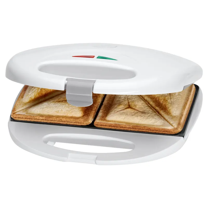 Clatronic ST 3477 Sandwichera, 2 Sandwiches, Placas Antiadherentes, Regulador Temperatura, Tostado Perfecto, 750, Blanco - Electrodomésticos