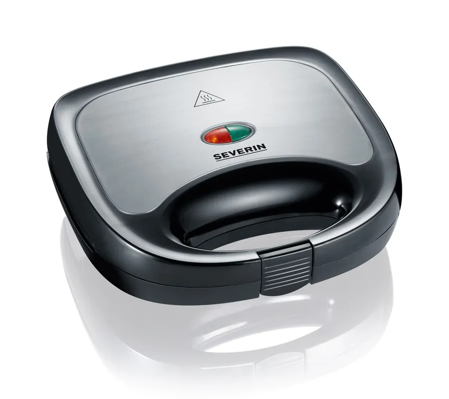 SEVERIN - Sandwichera de 600 W. Placas con revestimiento antiadherente, Negro / Acero Inoxidable, SA 2969