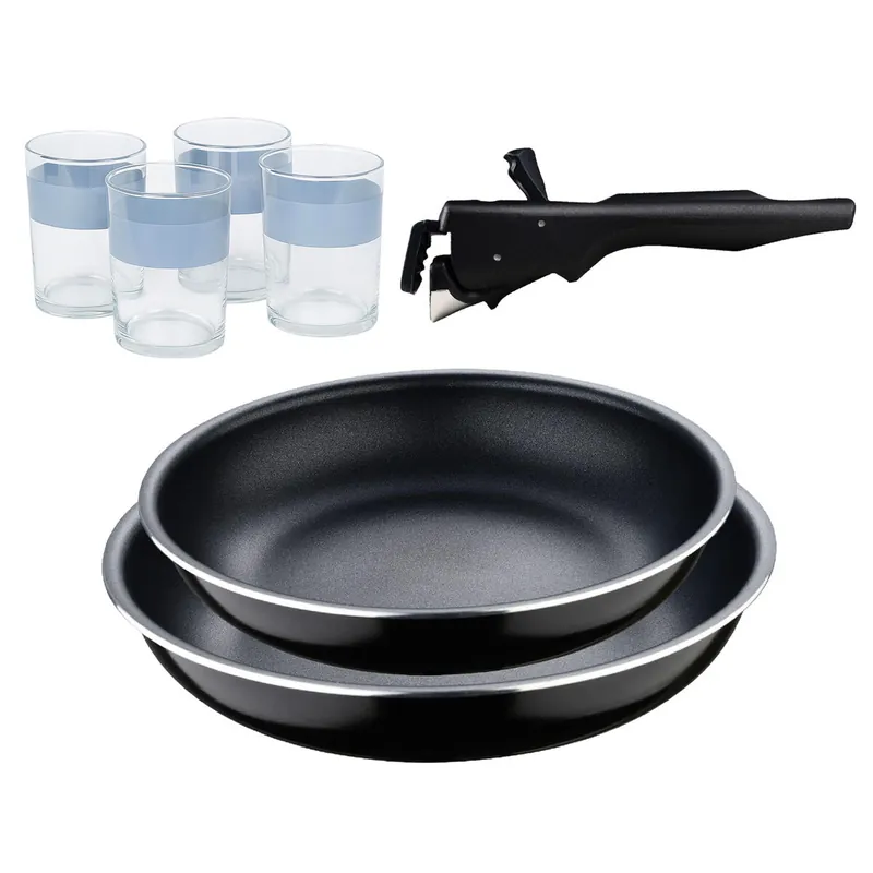 Sartenes Ø22Ø26cm inducción Click&Cook y 4 Vasos de 0,5L - Cocina