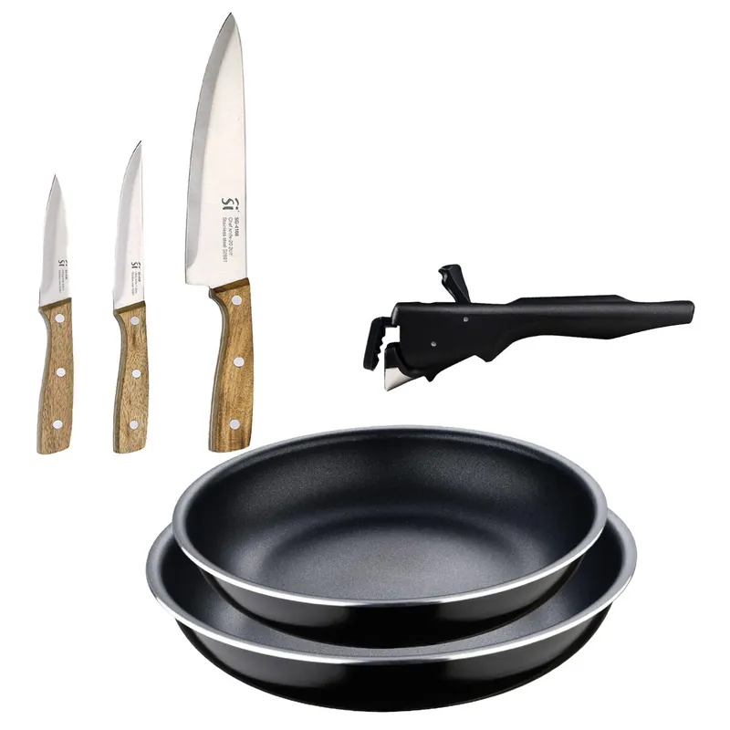 Sartenes Ø22Ø26cm inducción Click&Cook y Cuchillos de cocina