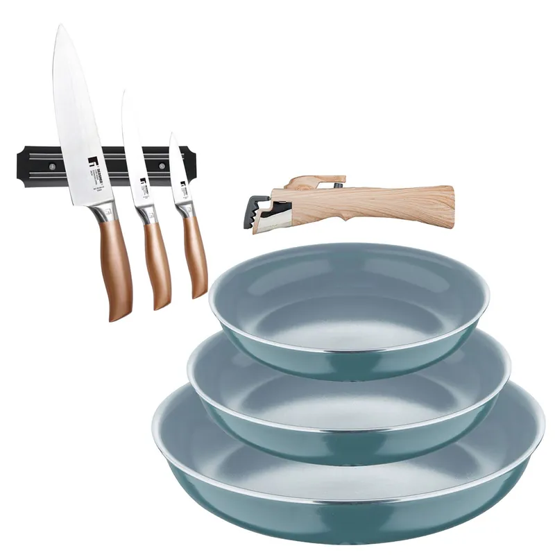 Sartenes Ø18Ø20Ø24cm inducción Click&Cook y Cuchillos de cocina