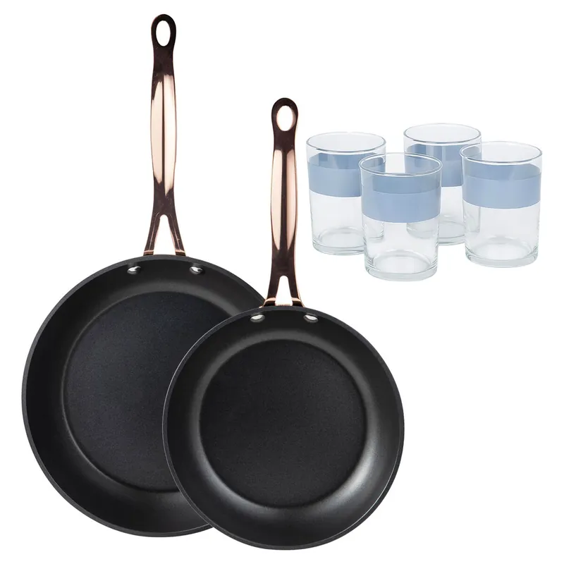 Sartenes Ø20Ø24cm inducción Copper y 4 Vasos de 0,5L - Cocina
