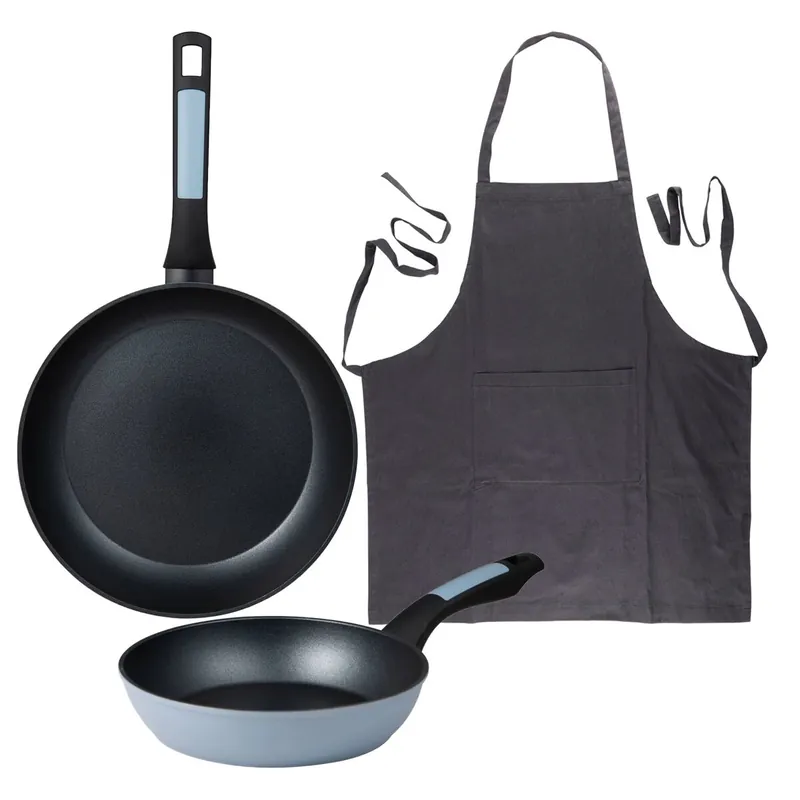 Sartenes Ø20Ø26cm inducción NOIA y Delantal gris - Cocina