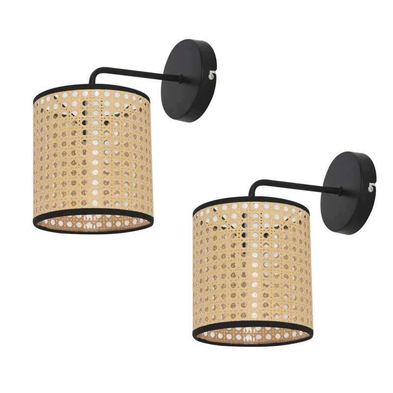 Set de 2 lámparas de pared Southend moderna 1x E14 40 W metal-plástico 25 x Ø 16 cm - Negro y Beige [lux.pro]