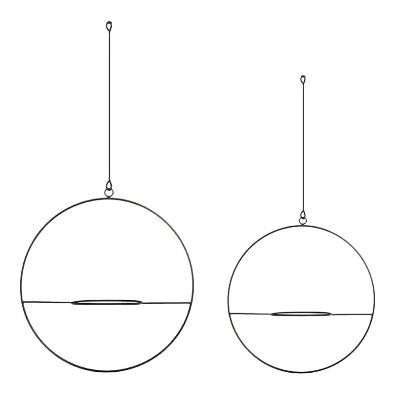 Set de 2x colgadores de plantas Opsterland metal 130 x 30 cm negro [en.casa] - Decoración