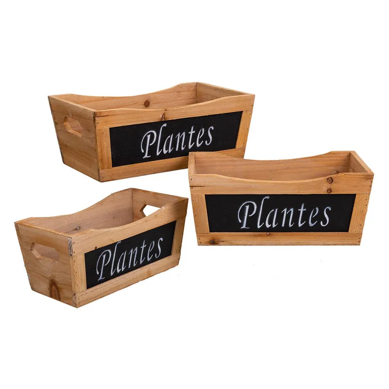 Set de 3 cajas de madera marrón - Decoración