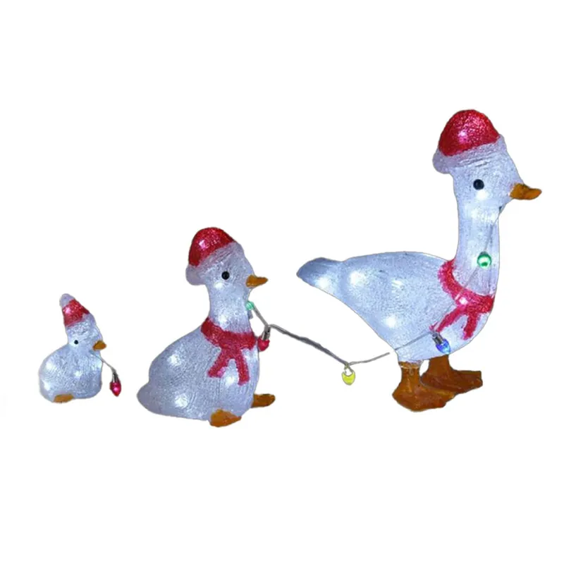 Well Home Set de 3 Patos decorativos Navideños con Luces LED Blancas y temporizador - Decoración