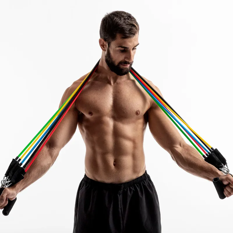 Set de Bandas de Resistencia con Accesorios y Guía de Ejercicios Rebainer InnovaGoods (pack de 5) - Deporte