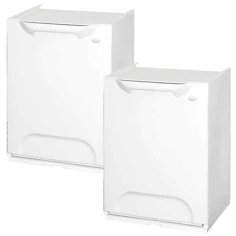 Pack de 2 papeleras de reciclaje en polipropileno color blanco, con depósito en el interior 40 L totales - Baño