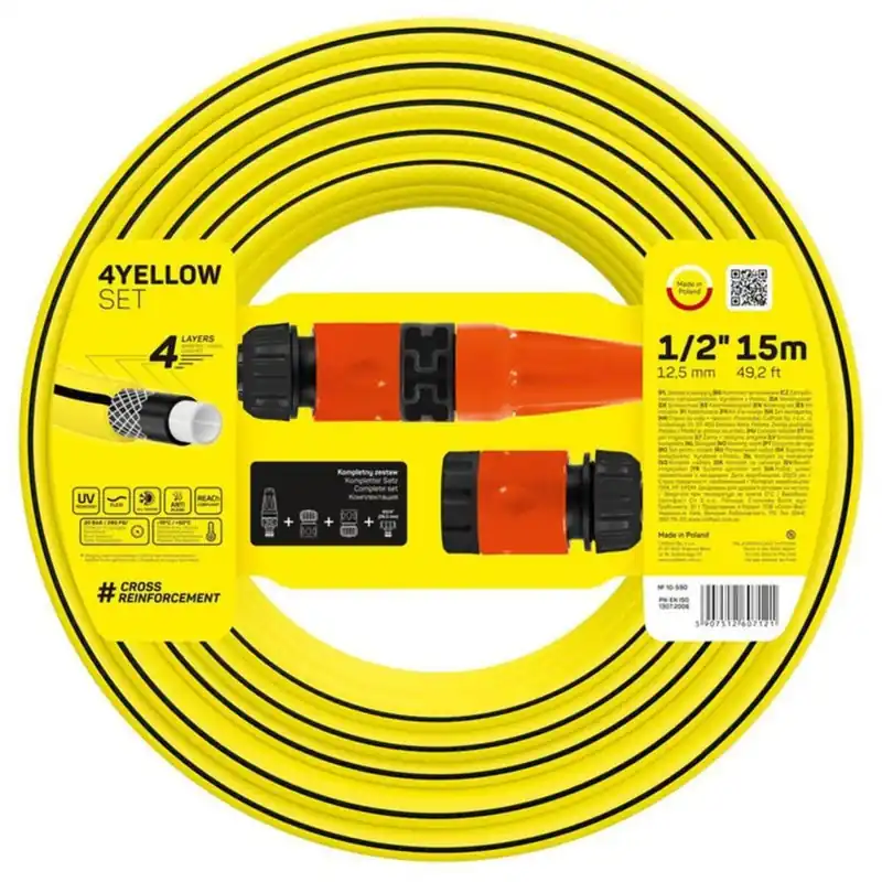 Set de riego 4YELLOW de diámetro 1/2"(12,5mm) con una longitud de 15 metros. - Jardín