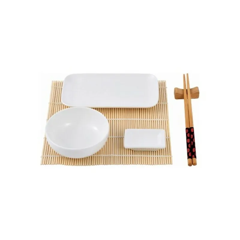 Set de Sushi Masterpro Q3565 Porcelana Blanco Bambú (12 pcs) - Cocina