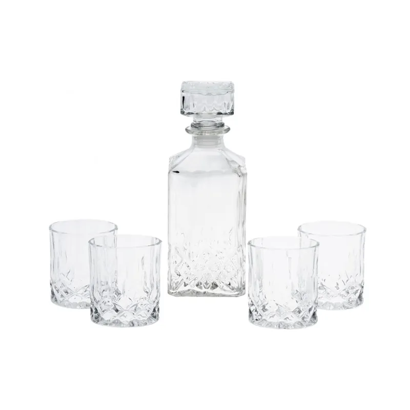 Set de Vaso Decantador Elegante con Tapas de Cristal y Vasos a Juego - Cocina
