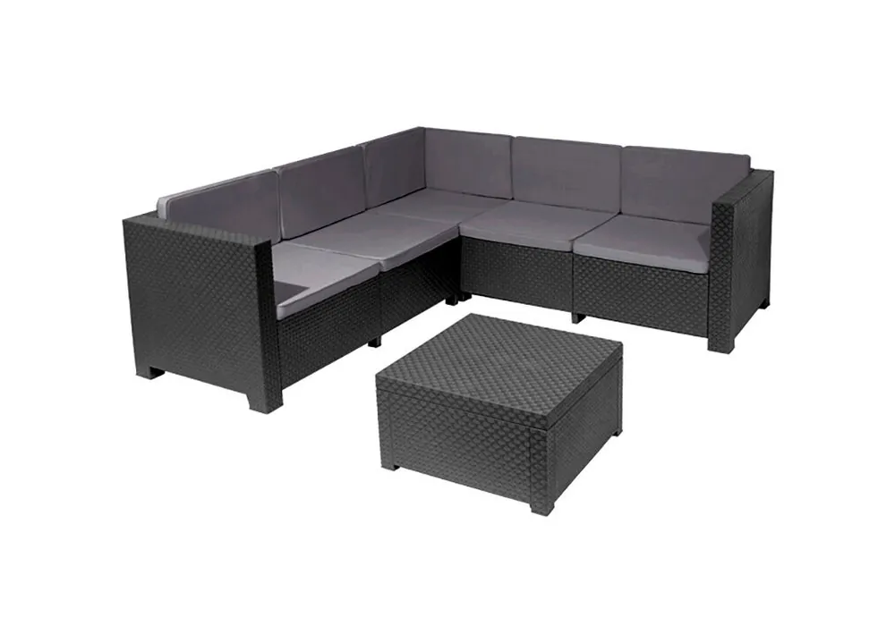 Set jardín OASIS con sofá rinconera 5 plazas y mesa de centro
