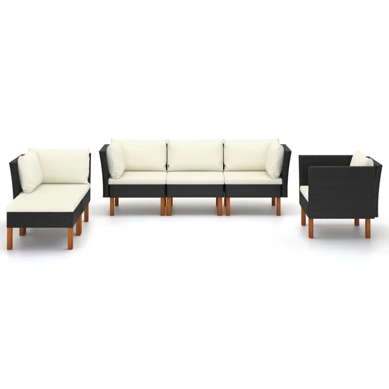 Set muebles de jardín 9 pzas ratán sintético eucalipto negro