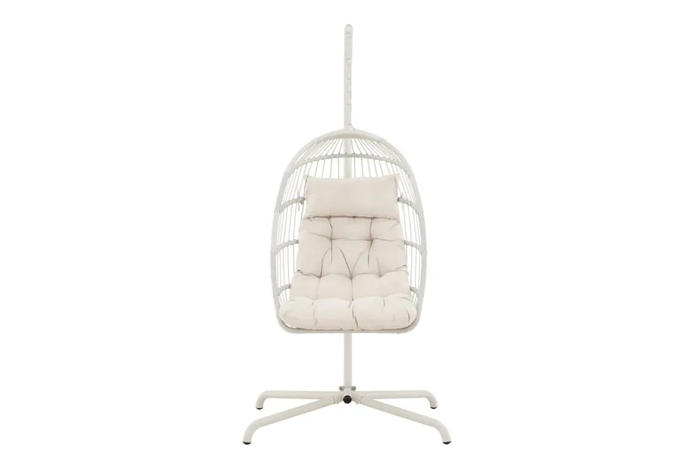 Silla colgante de exterior TREZZA 75x70x198 Beige - Jardín