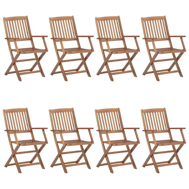 vidaXL Sillas de exterior plegables 8 uds madera maciza acacia - Jardín
