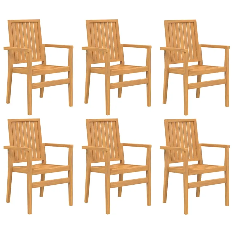 vidaXL Sillas de jardín apilables 6 uds madera de teca 56,5x57,5x91 cm