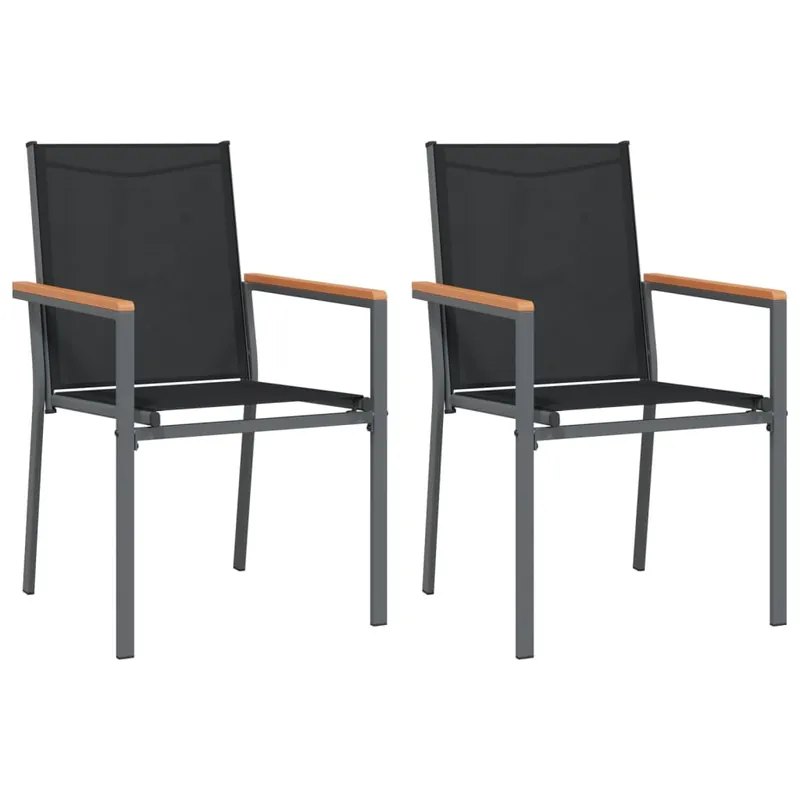 vidaXL Sillas de jardín 2 uds textilene y acero negro 55x61,5x90 cm