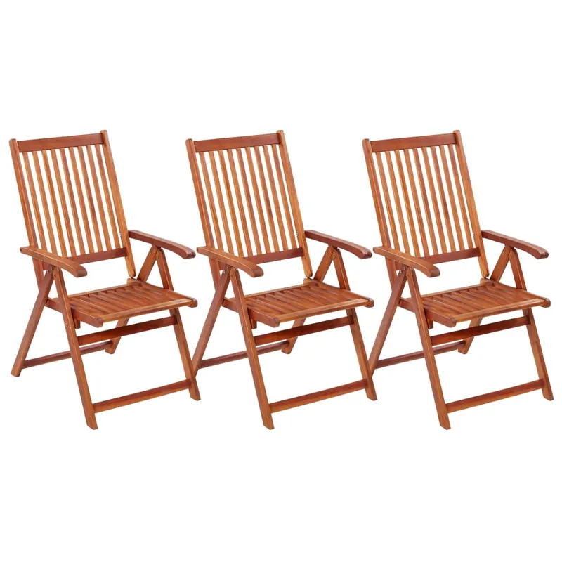 vidaXL Sillas plegables de jardín 3 unidades madera de acacia maciza