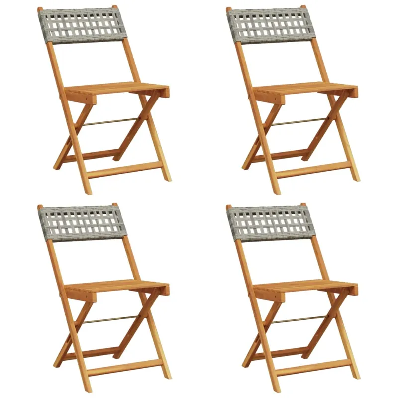 vidaXL Sillas de jardín plegables 6 uds madera maciza y ratán PE negro