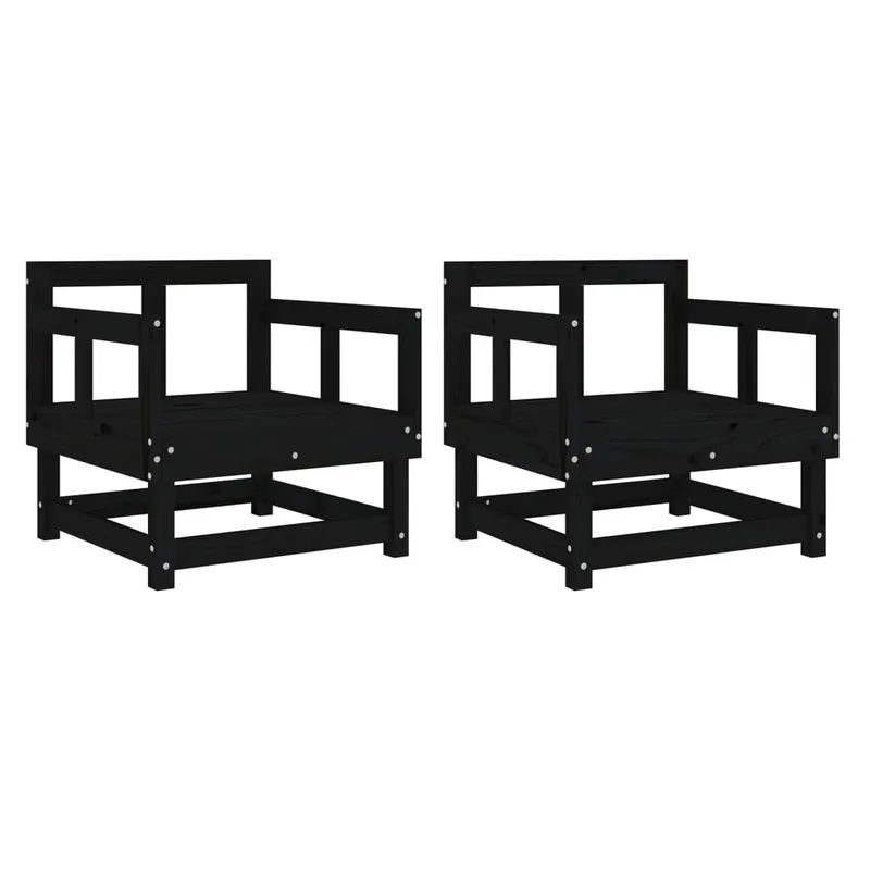 vidaXL Sillones de jardín 2 unidades madera maciza pino negro