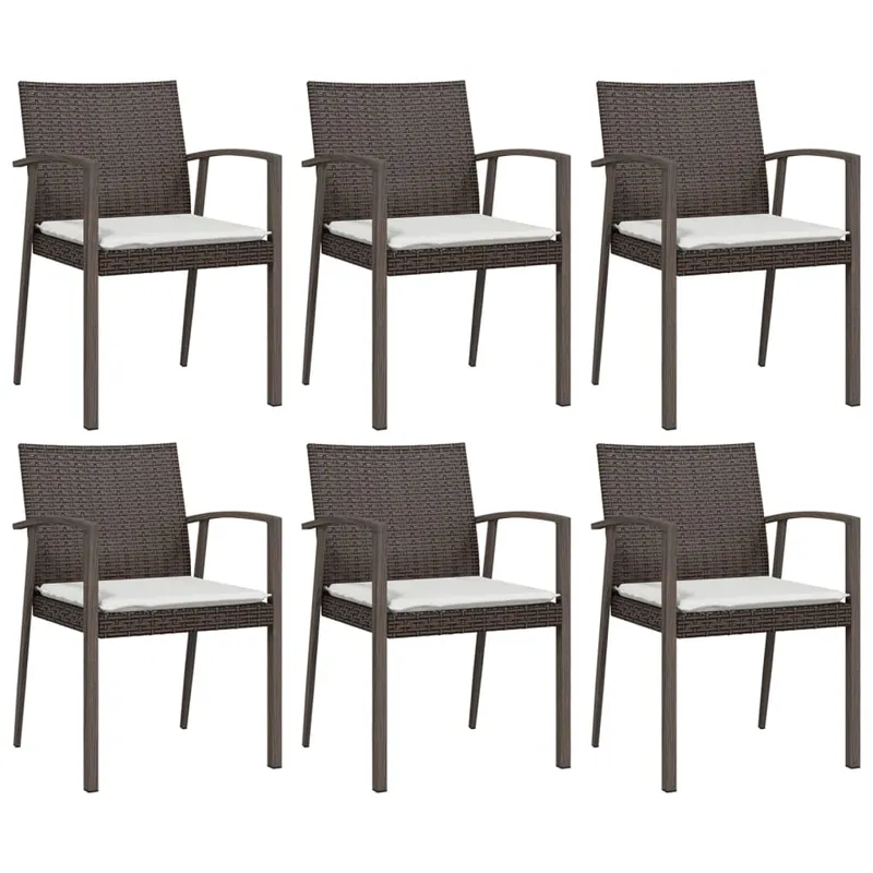vidaXL Sillas jardín cojines 6 uds ratán sintético negro 56,5x57x83 cm