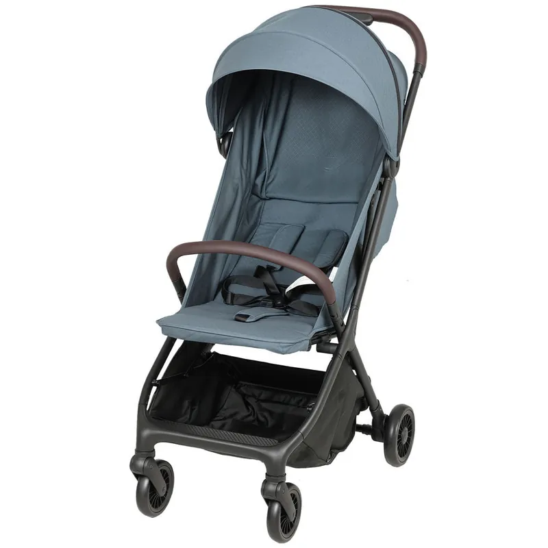AIYAPLAY Silla de Paseo Ligera, Carrito para Bebé Plegable, Respaldo Reclinable, Reposapiés Ajustable, Capota, Arnés de 5 Puntos, Ruedas con Suspensión, Carga Máxima 15 kg, Azul Oscuro