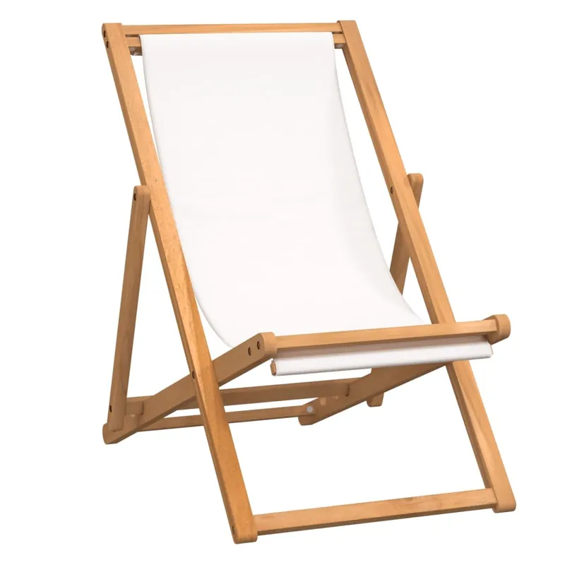 vidaXL Silla de playa plegable madera maciza de teca gris - Jardín