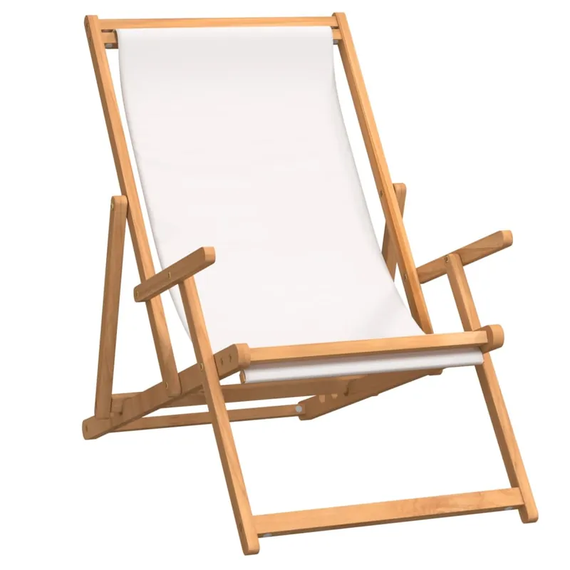 vidaXL Silla de playa plegable de madera maciza de teca gris - Jardín