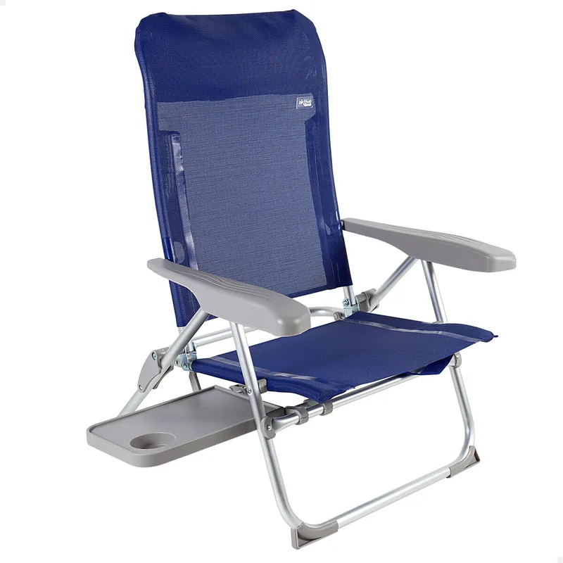 Silla de playa multiposición plegado Slim c/mesa y cojín Aktive - Jardín