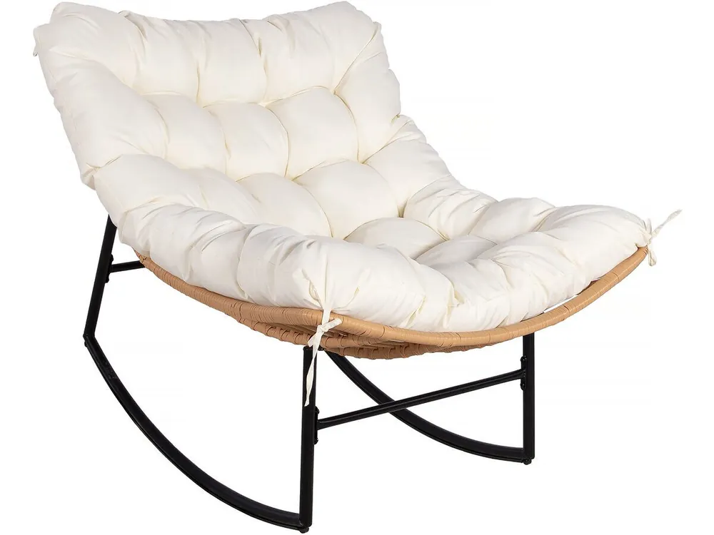 Silla mecedora "Papaya" con cojín para interior/exterior - Beige