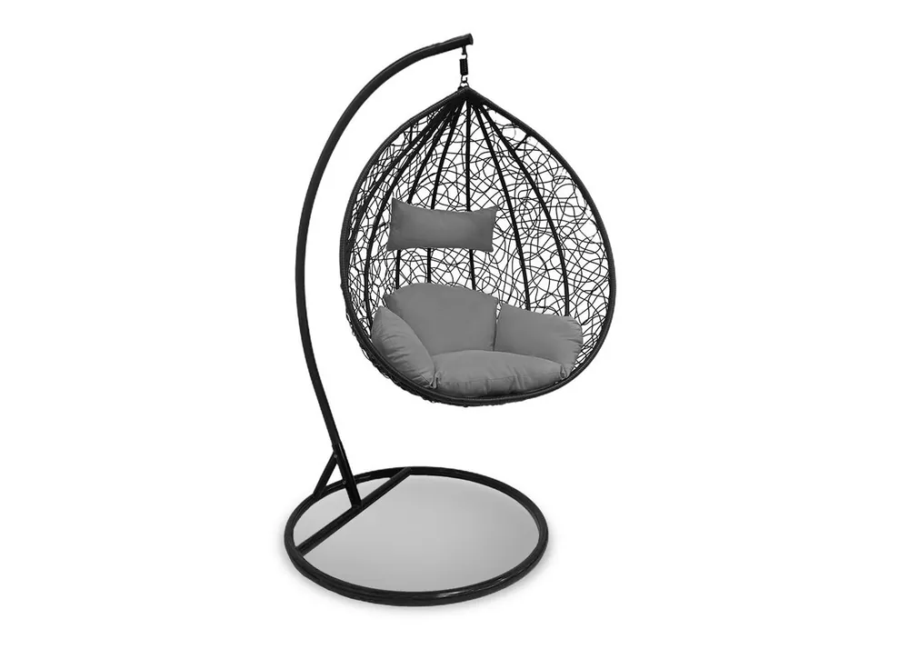Silla Mecedora Gris. Cesta Colgante. Muebles de Jardin y Terraza - Jardín